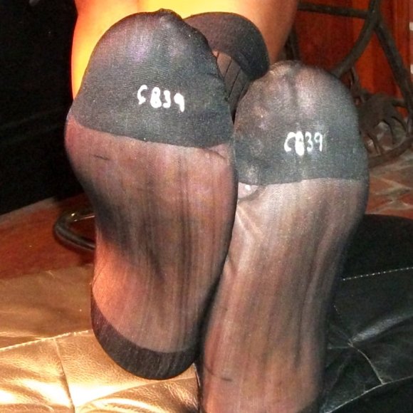 2PR Men's Sheer Black Thick N Thin with Pattern, Cap Toe Cap Heel Socks - 10 -13 - Picture 5 of 12